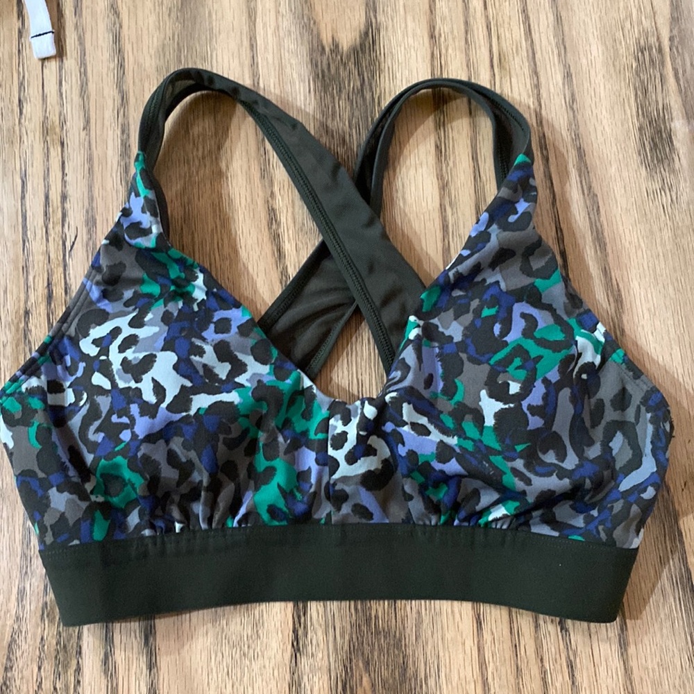 Aerie leopard sports bra with mesh detail